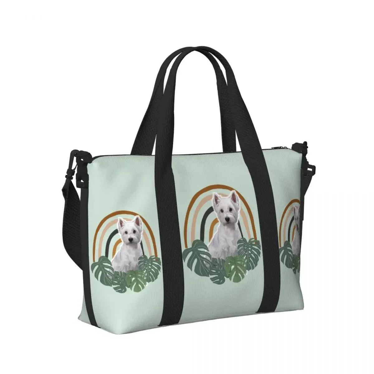 Custom Westie Grocery Shopping Tote Bags Women Large Capacity West Highland White Terrier Lover Dog Beach Gym Travel Bags