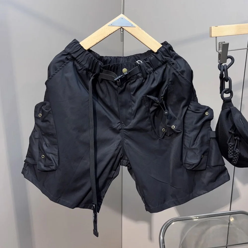 Heren Shorts Werkkleding Stijl Functionele Trend Persoonlijkheid Riemzakken Ontwerp Veelzijdige Casual Mode Shorts Heren 2024 Zomer Nieuw