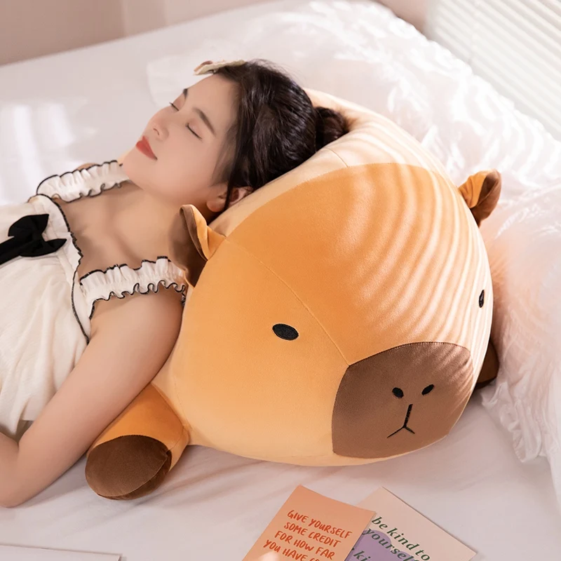 Fatty Capybara Plush Pillow Stuffed Round Kawaii Standing Brown Cushion Dolls Cartoon Animal Bolster Plushie Birthday Gift