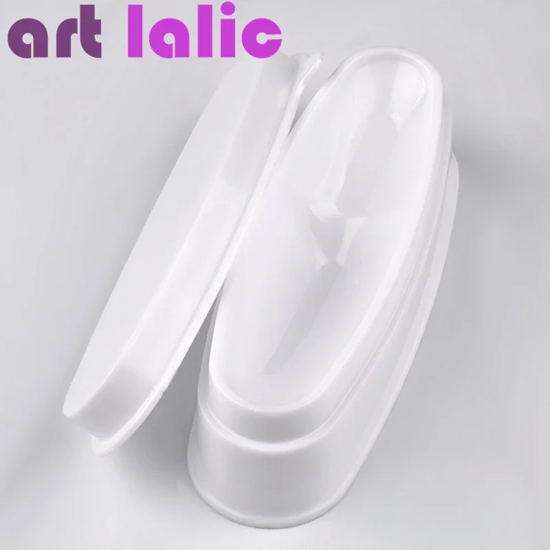 Bandeja de pó para imersão de unhas, estilo caixa francesa reutilizável, recipiente de armazenamento de pontas de unhas acrílicas, suprimentos de arte de unhas de plástico