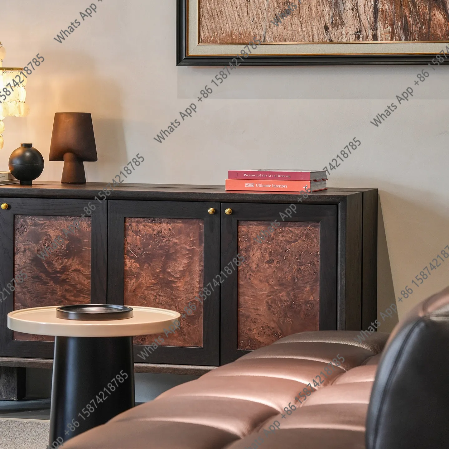 Bb Retro Style Tree Tumor Skin Dining Side Cabinet Middle Ancient Style Living Room Storage Entrance Designer Creative Home Lock