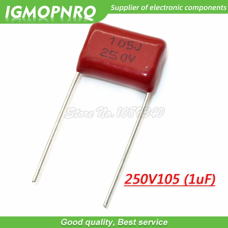 10 sztuk 250V105J skok 15MM 250V 105 1uf CBB kondensator z folii polipropylenowej 250V105J-P15