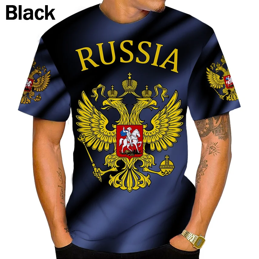 Men/Women 3D Russia Flag Casual T-shirt Unisex Hip Hop Punk Rock Tee Shirt