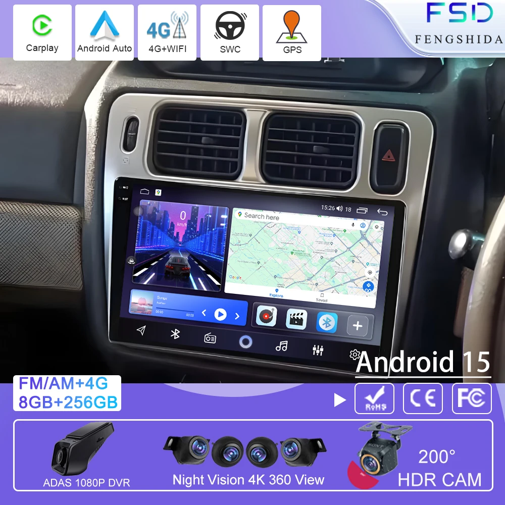 Автомобильный радиоприемник CarPlay Android Auto, мультимедийный плеер, GPS для Mitsubishi Pajero iO Pinin 1998-2007, высокопроизводительный автомобильный головное устройство