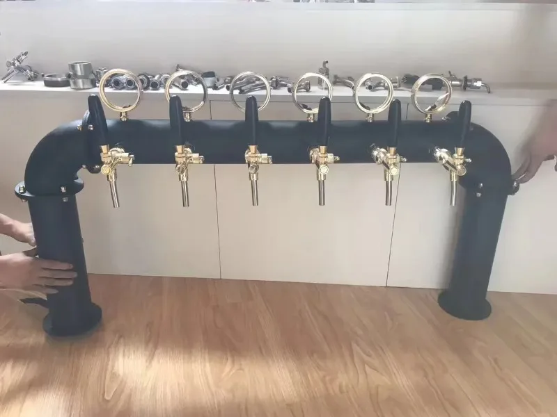 hot sales New Desiqn Black U Tower Stainless Steel 6 Tap Beer Tower Dispensing Equipment Draft Beer Tower With LED light