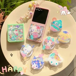 Sanrio Hello Kitty Melody Kuromi Magnetic Grip Holder Magsafe Wireless Charge Phone Case For Samsung Galaxy Z Flip 6 5 Cover