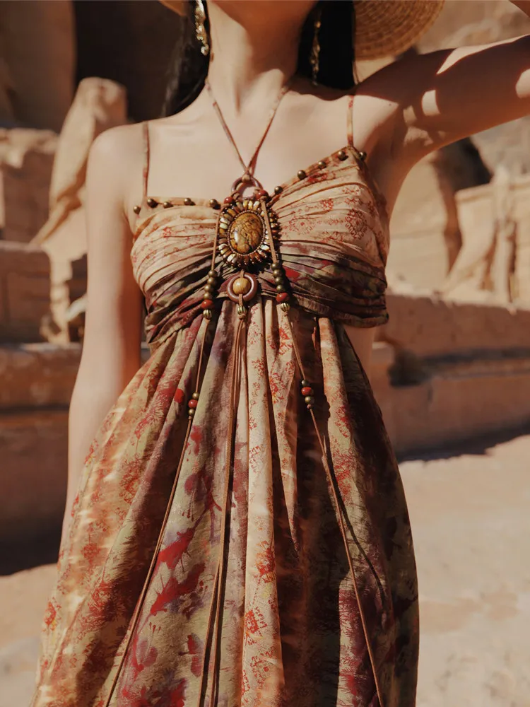 

TIYIHAILEY Dresses Sleeveless Spaghetti Strap Beaded Women Summer Ladies Clothing Fashion 2026 New Dresses Maxi Backless Sexy