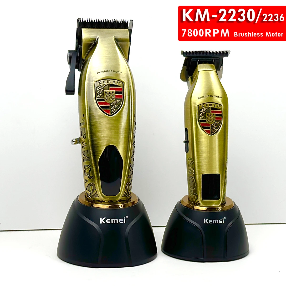 Full Metal profissional elétrico cabelo Clipper Set, máquina de corte do cabelo, motor sem escova, salão aparador, KM2230, KM2236, 7800RPM, 10W