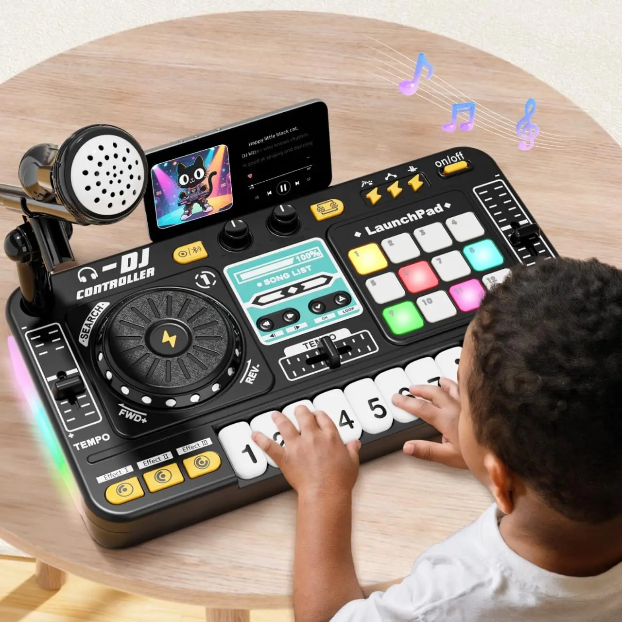 

Электронный DJ-микшер, игрушка с подсветкой, музыкой и микрофоном — образовательный подарок для детей от 3 до 6 лет