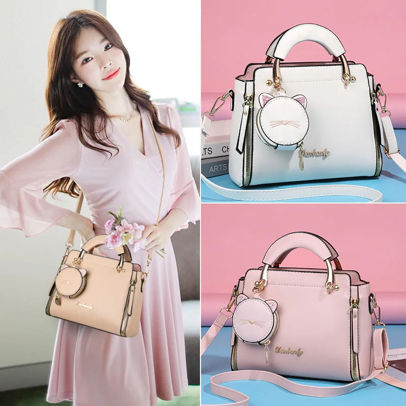 

2025 New Fashion Higher Quality Handbag Versatile Cute Kitten Pendant Shoulder Bag Large Capacity Women's Crossbody Bag