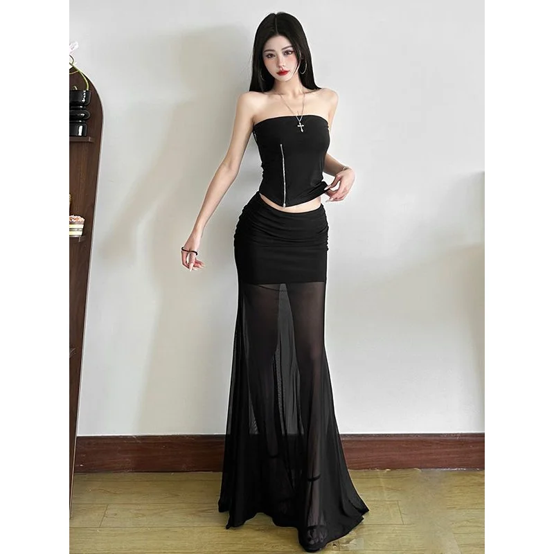 Zomer 2022 Hoge Taille Afslanken Me f Rok Sexy Fi Staart Dames Casual Polyester Vezel A-lijn Rok midden Taille Ontwerp