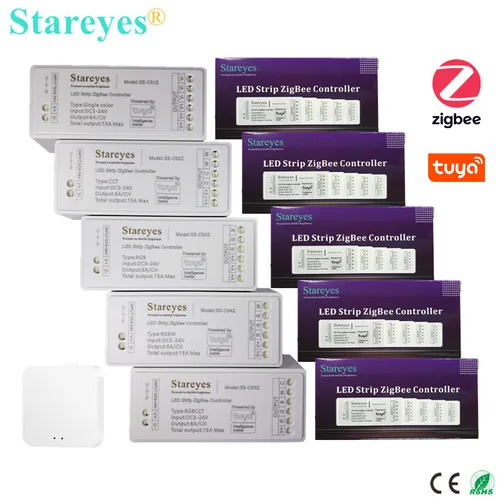 Tira de luces LED inteligente Tuya Zigbee controlador de un solo Color CCT RGB RGBW RGBCCT cinta LED Control por aplicación de voz inalámbrico Zigbee Gateway Hub