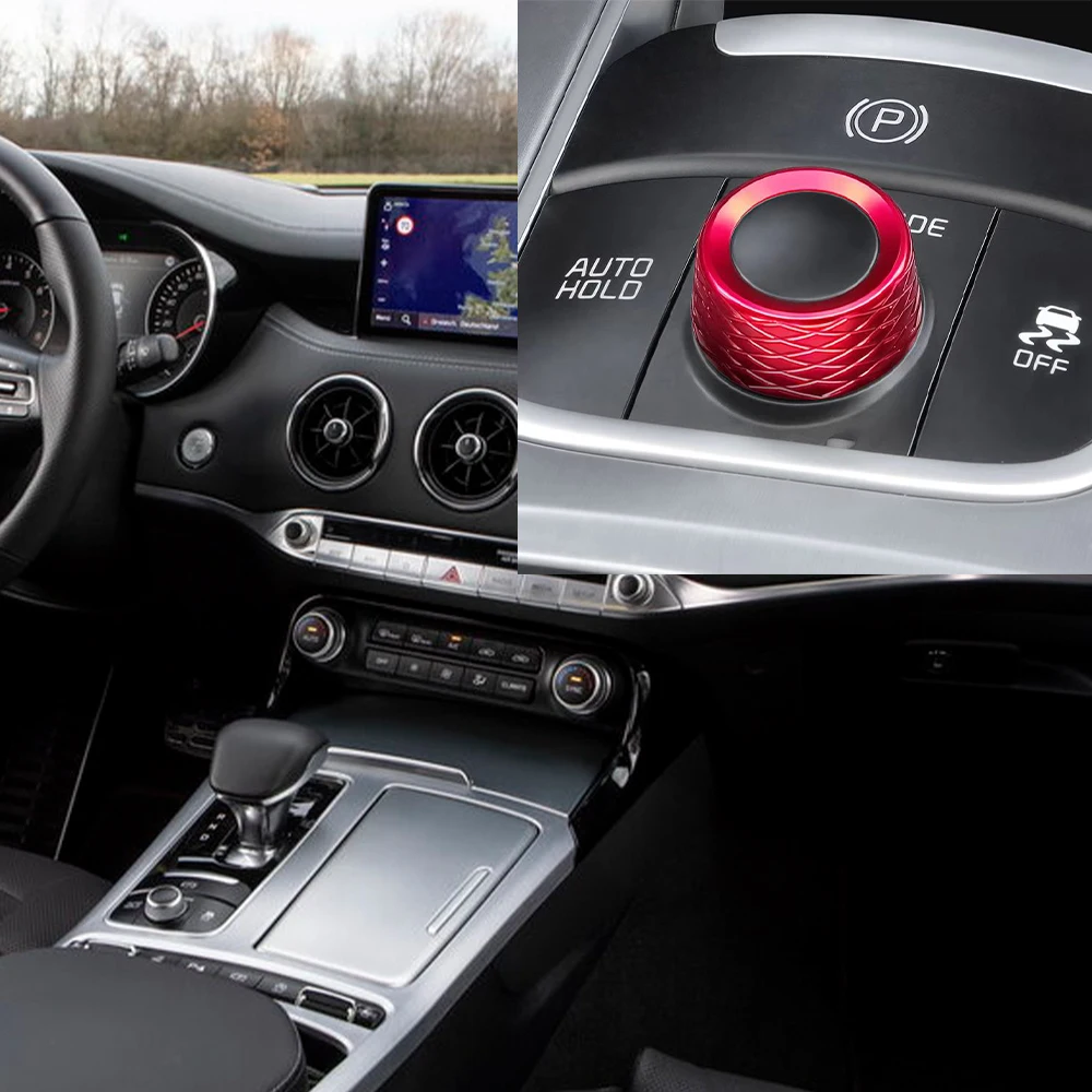 For Kia Stinger 2018-2023 Aluminum Car Central Console Gear Shift Drive Model Control Knob Ring Cover