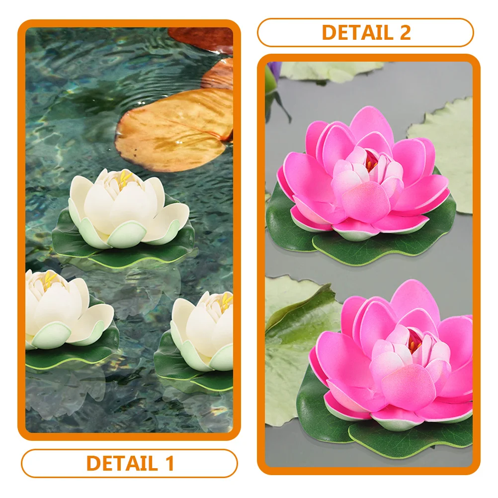 4 Pcs Fish Tank Pond Decoration Simulated Half-open Lotus Leaf Artificial Flower Floating Set Plants Water Foam Decorations