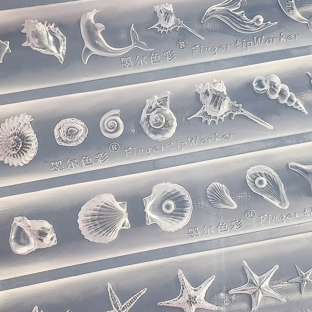 1 قطعة ثلاثية الأبعاد نجم البحر قذيفة زهرة دولفين مسمار قالب من السيليكون لينة ختم لوحات DIY بها بنفسك اليدوية أداة المحيط محارة قالب أدوات مانيكير