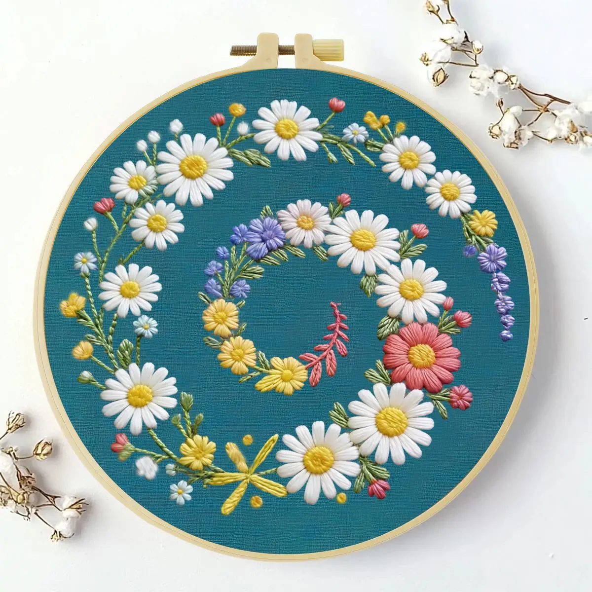 1 Stück 20X20CM/15X15CM 7,87/6,3 Zoll Blumen-Stickerei-Starter-Kit DIY-Kit DIY-Stickerei-Set Handarbeiten Nadelkunst – Detail 4
