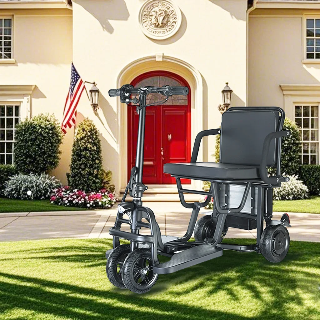 M1-Compact 3-Wheel Mobility Scooter: 250-300W Motor, Detachable Battery & PU Memory Foam Seat for Elderly/Disabled