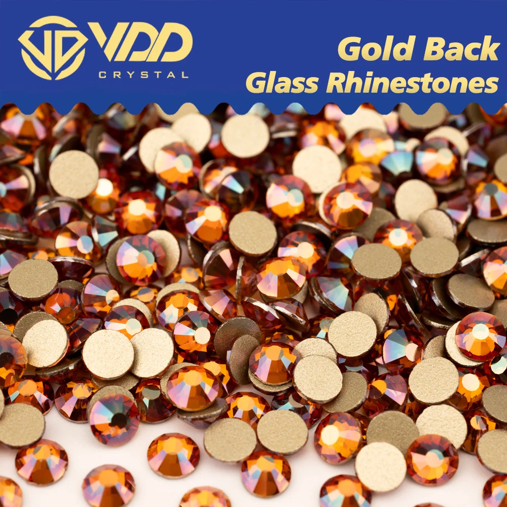VDD 126 Sun Star جودة عالية SS4-SS20 الزجاج الراين كريستال الذهب أحجار ستراس مسطحة لمسمار الفن الحرف الزينة