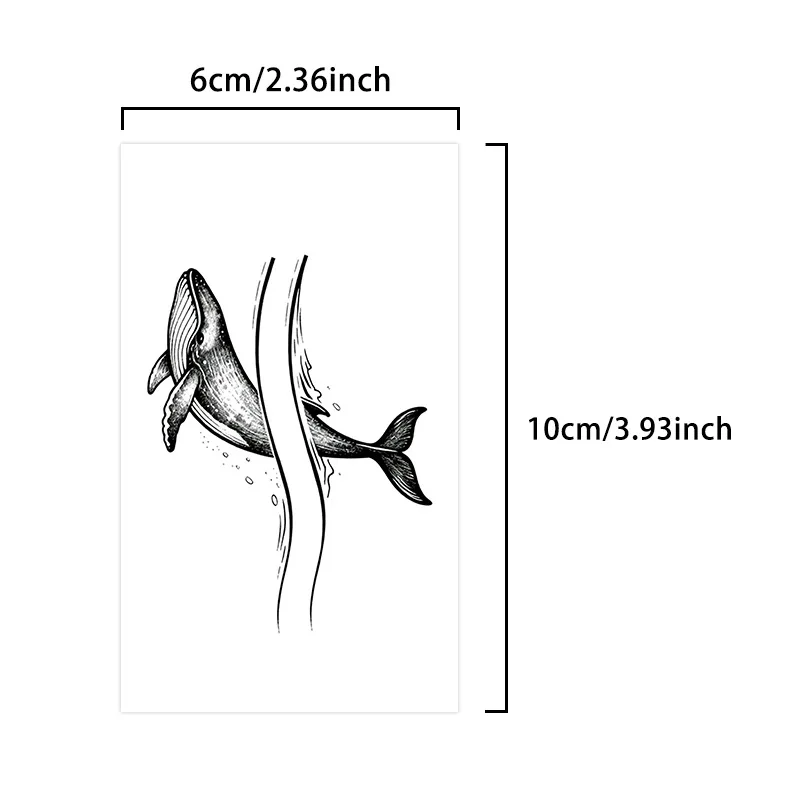 Whale Temporary Tattoo, Herbal Juice Waterproof & Long-Lasting, Elegant & Fresh Realistic Fake Tattoo for Arm & Hand