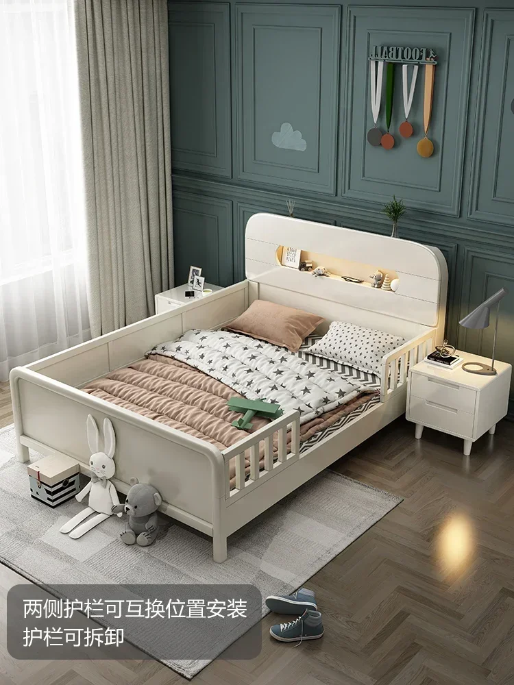 

Solid wood bed with guardrail, 1.2m splicing bed, princess bed, 1.5m small bed