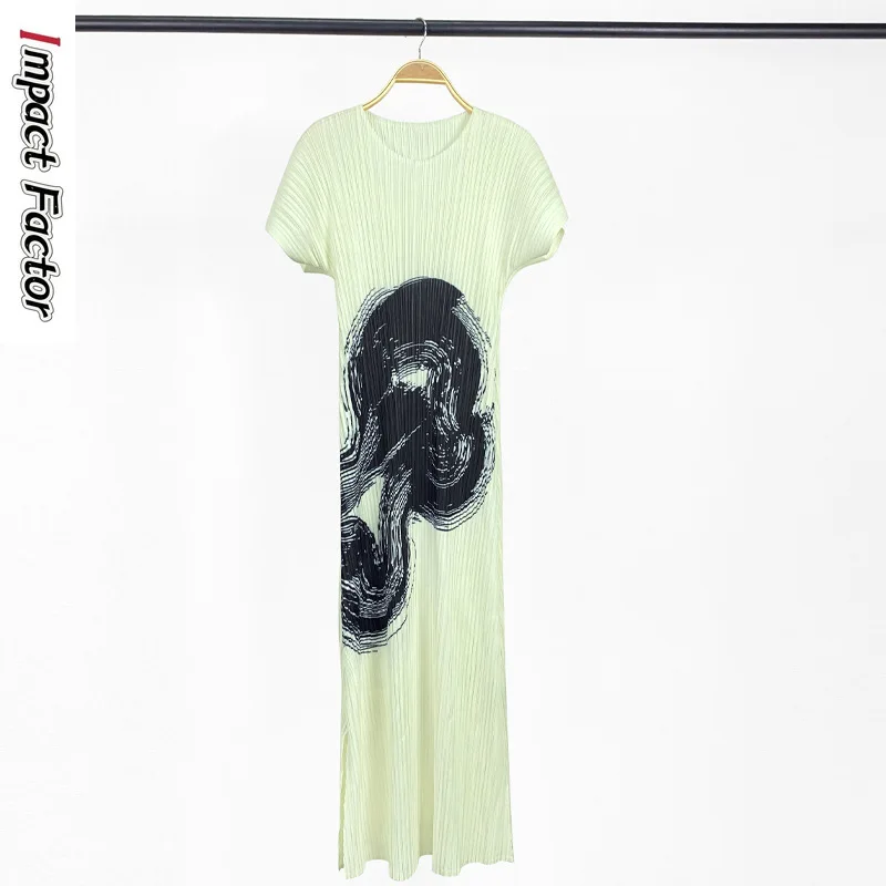 

Wrinkle Ink Printed French Dress 2024 New Spring/Summer Design Feeling Small and Slim Fit Printed Long Dress for Women