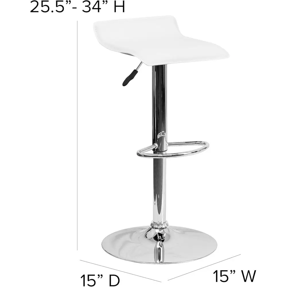 モダンなブラウンの調節可能なバースツール、波状のシートとクロームの台座付き