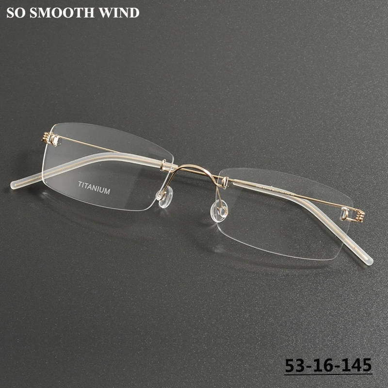 

Denmark Screwless Rimless Glasses Frame Men Titanium Ultralight Square Business Eyeglasses Women Fashion Spectacles Eyewear 2120