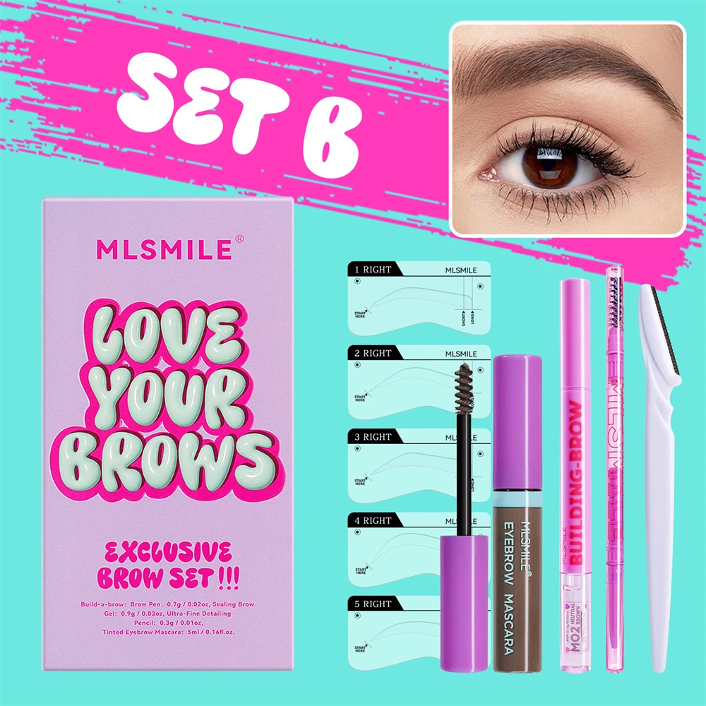 5 pçs lápis de sobrancelha gel matiz estêncil trimmer conjunto kit tatuagem à prova dwaterproof água cosméticos maquiagem olho sobrancelha lápis gel trimmer rímel conjunto