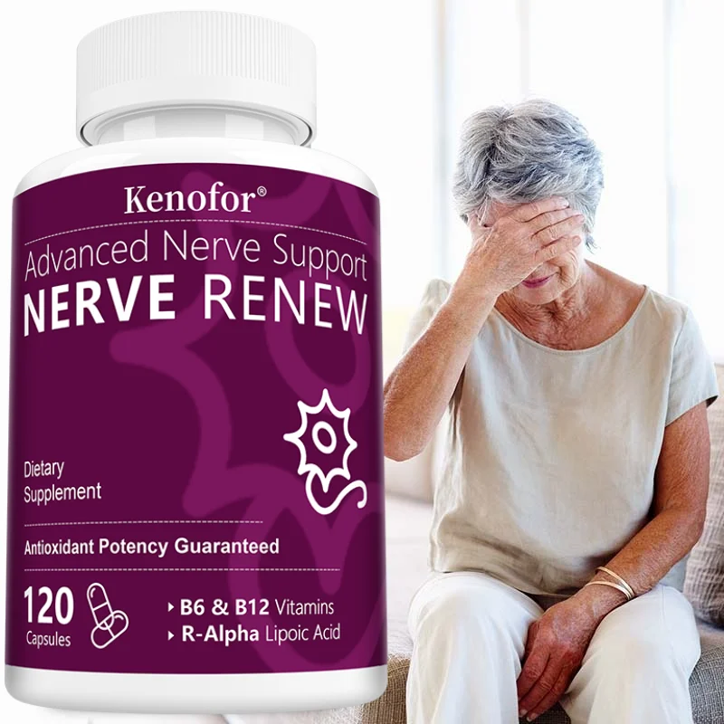 Suplementos para el Apoyo Nervioso, Complejo Antioxidante Natural, Apoyo para Nutrir los Nervios, Reparación, Circulación y Bienestar Corporal, 60 Cápsulas