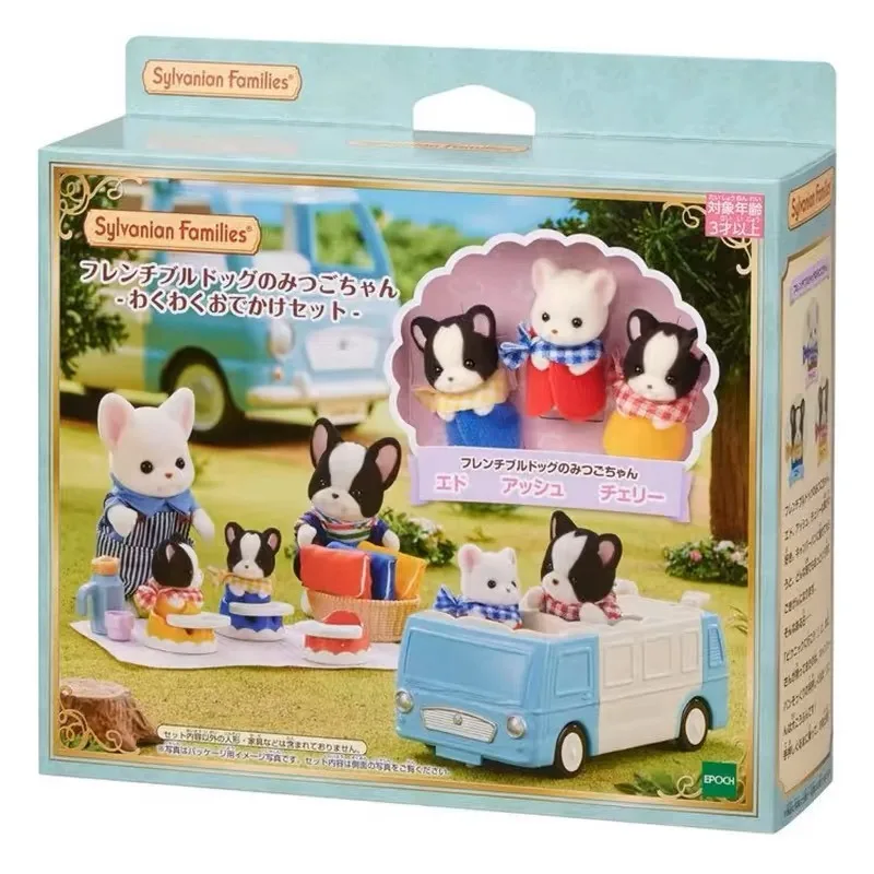 Echte Ternurines Sylvanian Families Anime Figuren Die Pudelfamilie Bulldogge Baby Märchen Freunde Auto Set Spielzeug Mädchen Geschenke