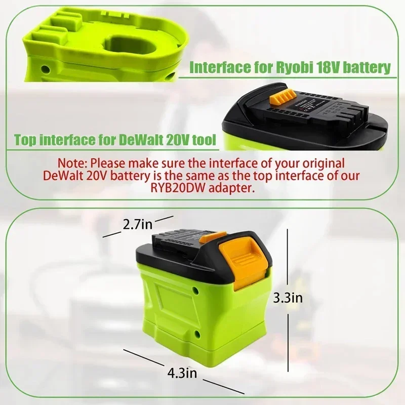 RYB20DW Battery Adapter Converter Specifically Designed To Convert P102 P103 18V Battery for DCB180 18V 20V Cordless Power Tools