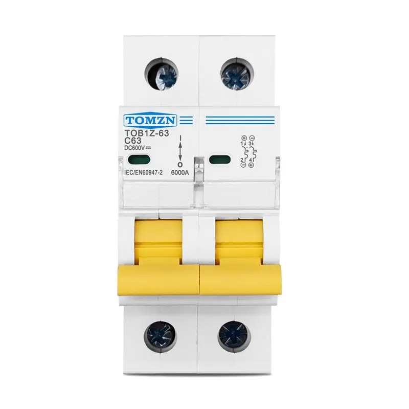 N05R  TOB1Z-63 2P 63A DC 600V Circuit Breaker MCB C Curve Single Pole Direct-Current Fuse for PV