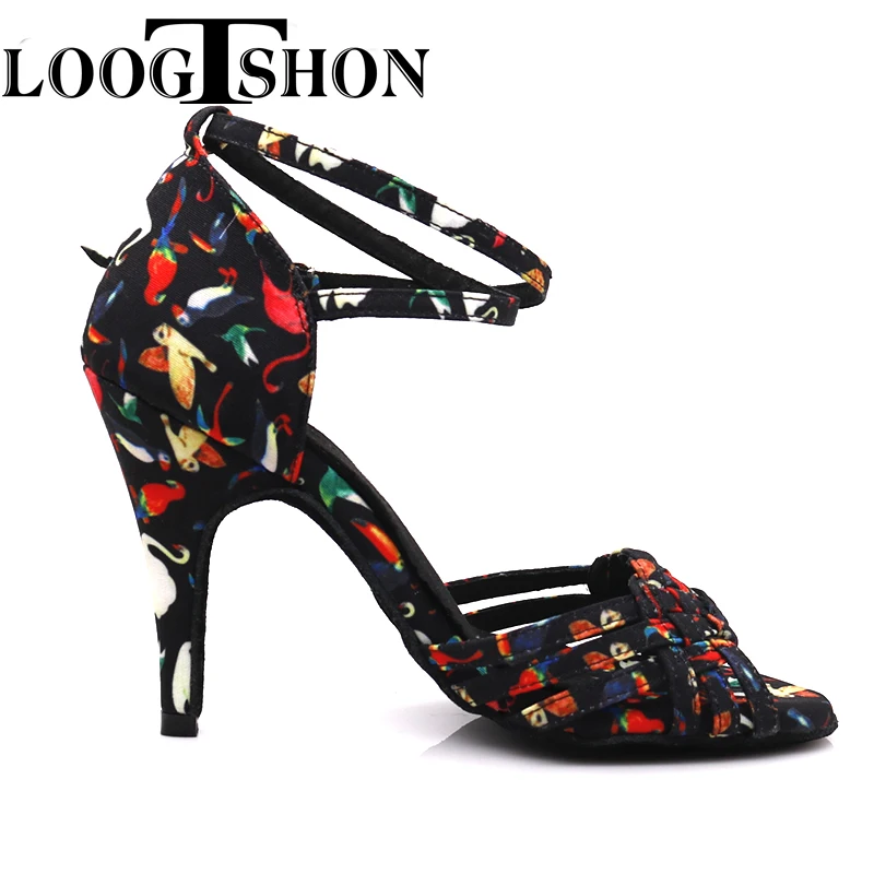 Loogtshon 2024New style latin dance shoes salsa ladies satin soft sole fashion dance sandals prom shoes 7.5-10CM heel