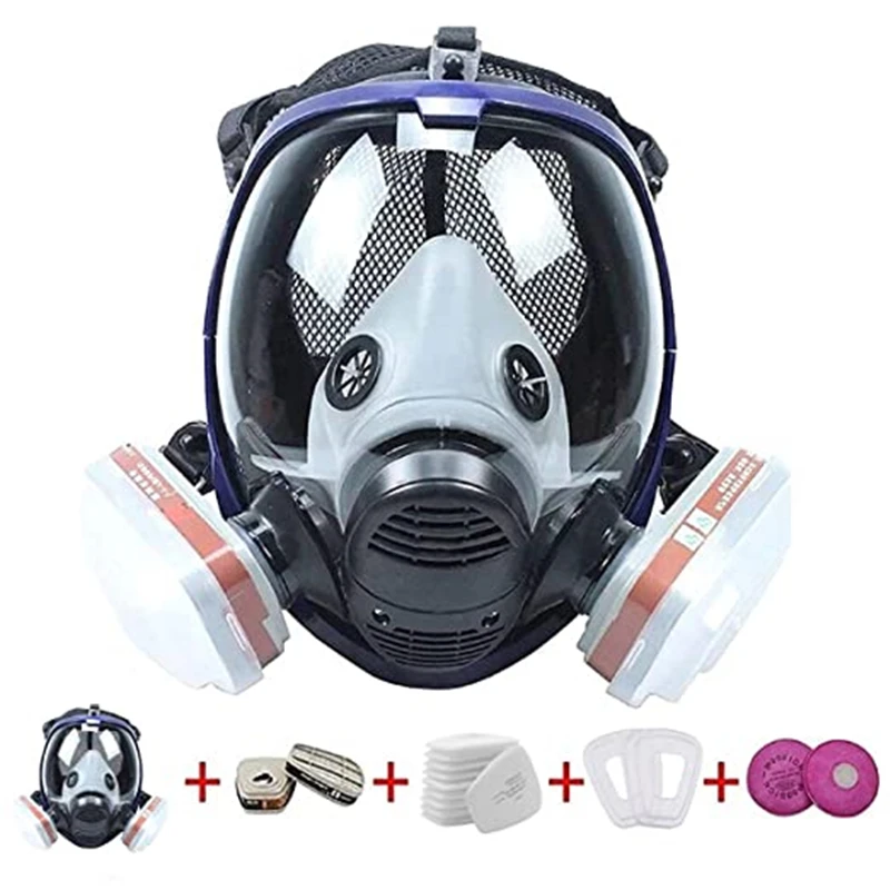 Chemische Maske in 1 Gasmaske Staubs chutz maske Farbe Insektizid Spray Silikon Voll gesichts filter für das Labors ch weißen