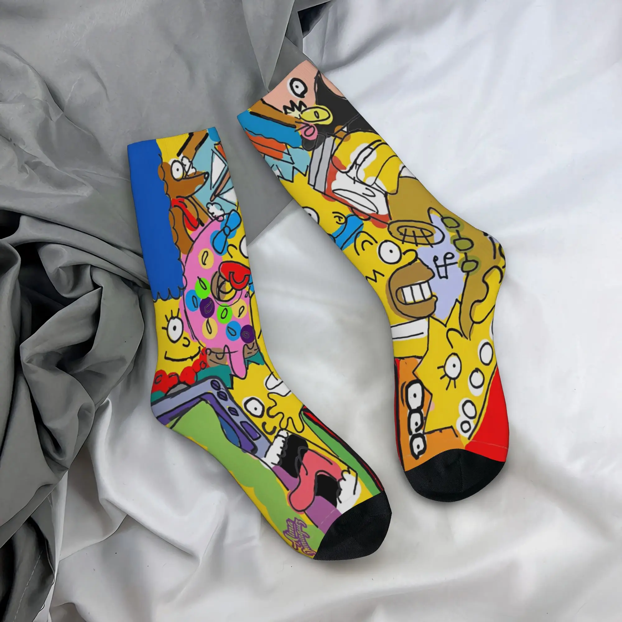 Men Women Simpsoneds Socks Soft Funny Happy  Socks Harajuku Merch Middle Tube Stockings Best Gift
