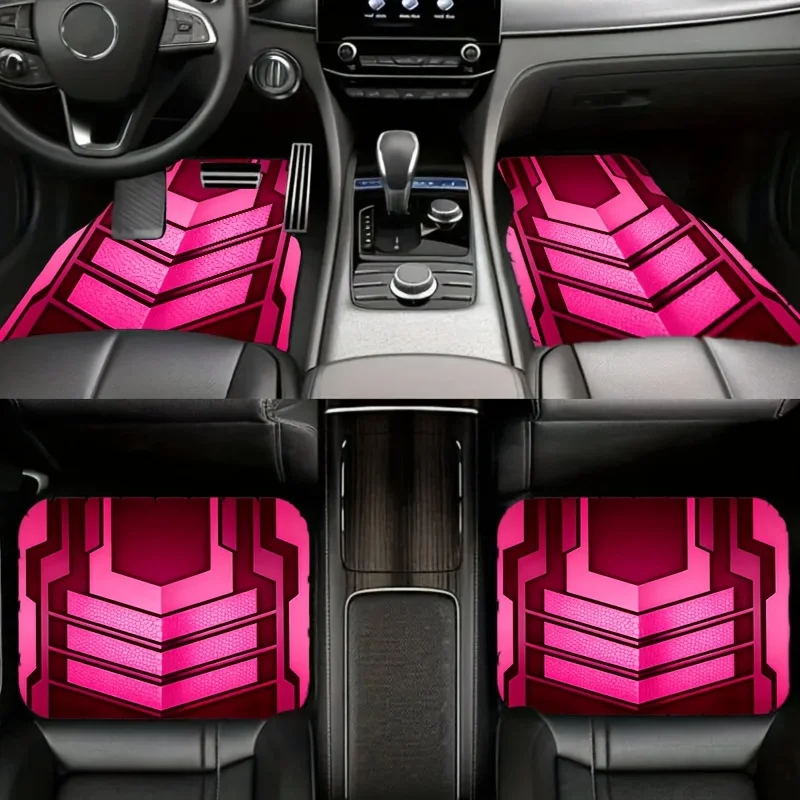 4pcs Car Floor Mats, Trendy Cool Patterns, Space Upgrade- Keep Your Car Clean, Reduce Odors, Suitable For Daily Commuting, Recep