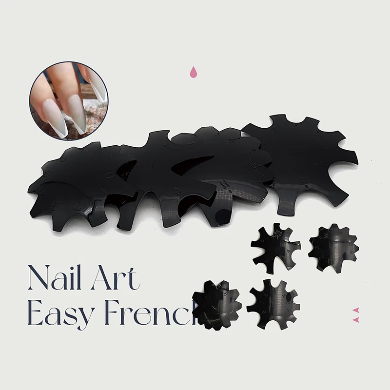 Estilo francês plástico Nail Art Mold, Modelo Shaping Template, Armadura de Cristal, DIY Nail Art, 5pcs