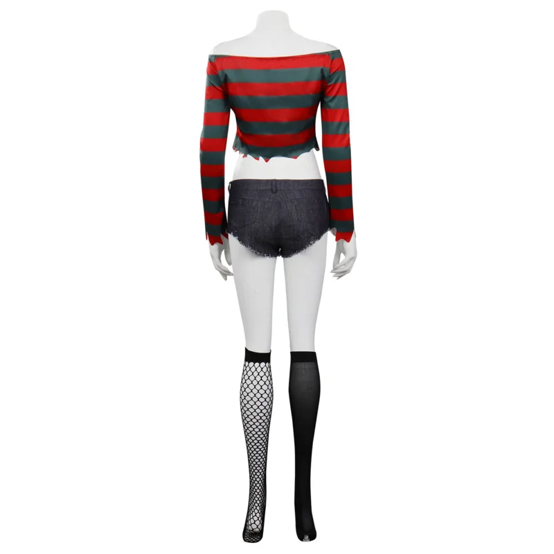 Freddy Krueger Cosplay Costume Nightmare Street Horror Movie Outfits Women Halloween Party Role Play Clothes Adult Female