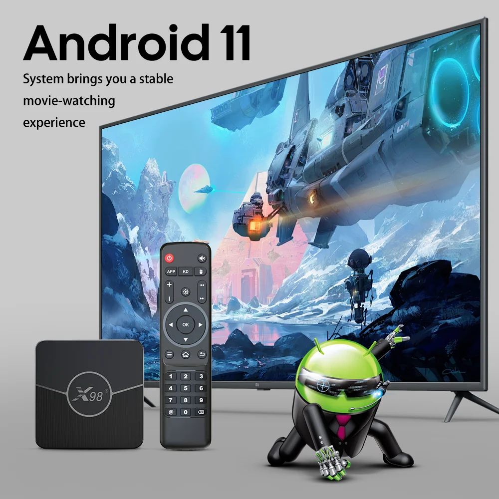 الأصلي X98 PLUS TV Box أندرويد 11 Amlogic S905W2 AV1 2.4G & 5G Dual Wifi BT5.0 4GB 32GB/64GB 4K مشغل الوسائط فك التشفير