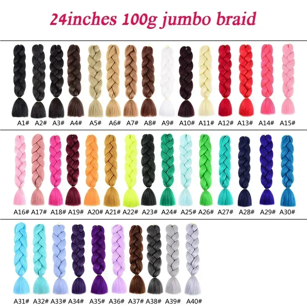 24" Synthetic Braiding Hair Ombre Braiding Hair Packs Jumbo Braid Hair For Women Wholesale DIY Hairstyle Blue Grey