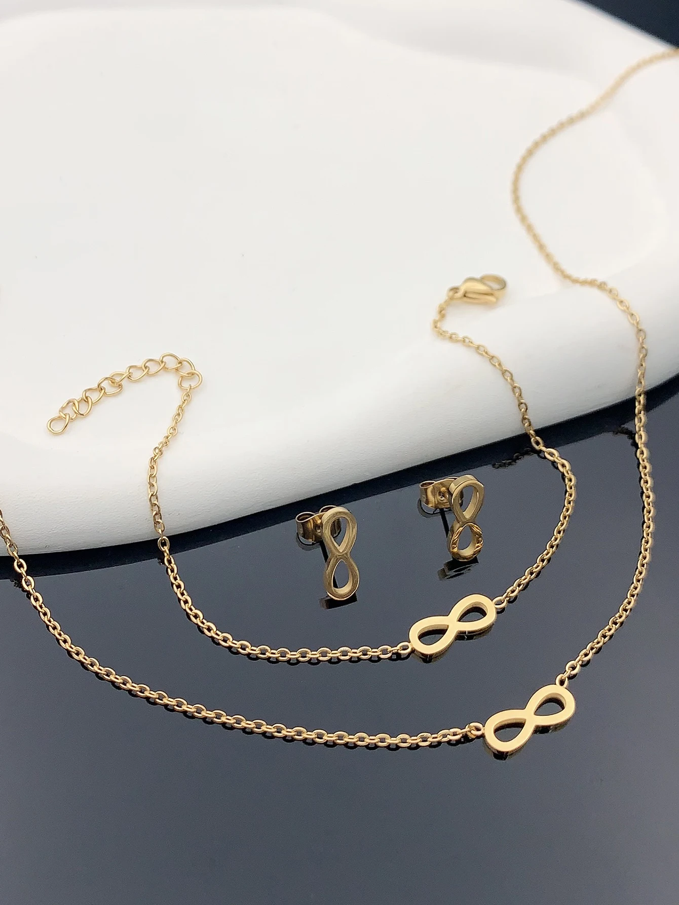 4-piece Bohemian Women's 18K gold plated stainless steel size 8 necklace bracelet Earrings Accessory set Ramadan Valentine gift