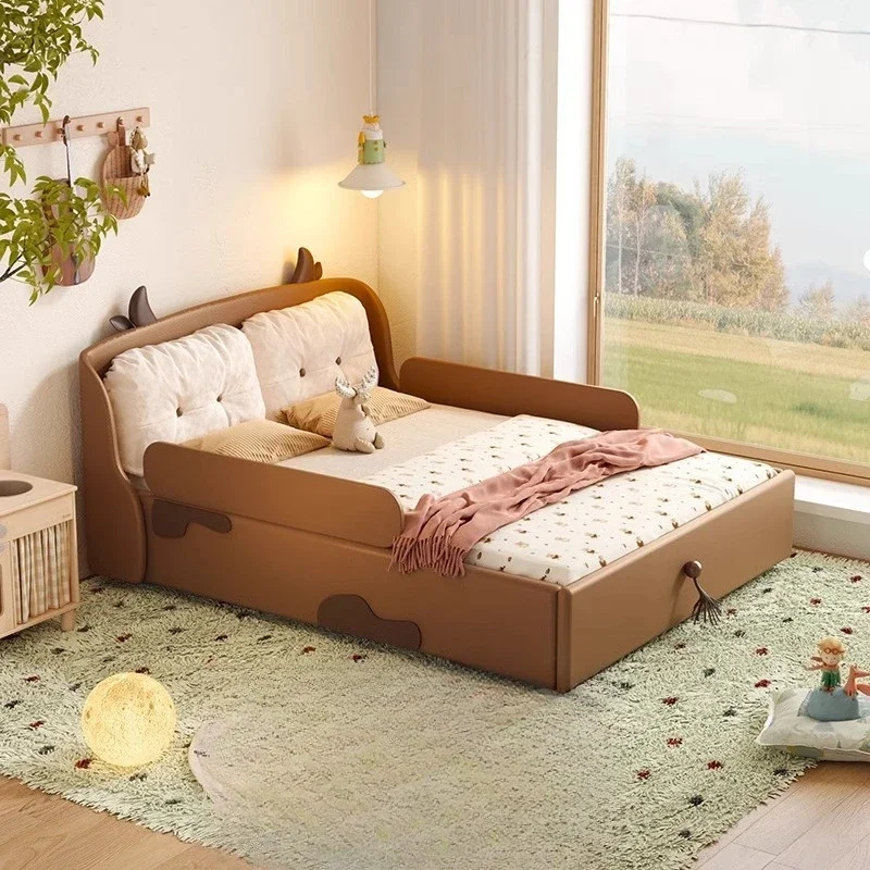 

Storage High Box Boys Boys Girls Princess Bed with Guardrail Air Pressure White Kids Bed