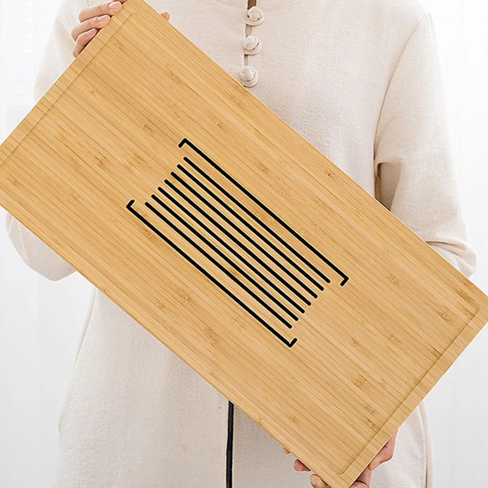 

Dense Holes Bamboo Drain Tray Multipurpose Kitchen Tray for Fruits Vegetables Tableware Cups Bowls Tidy Storage Solution