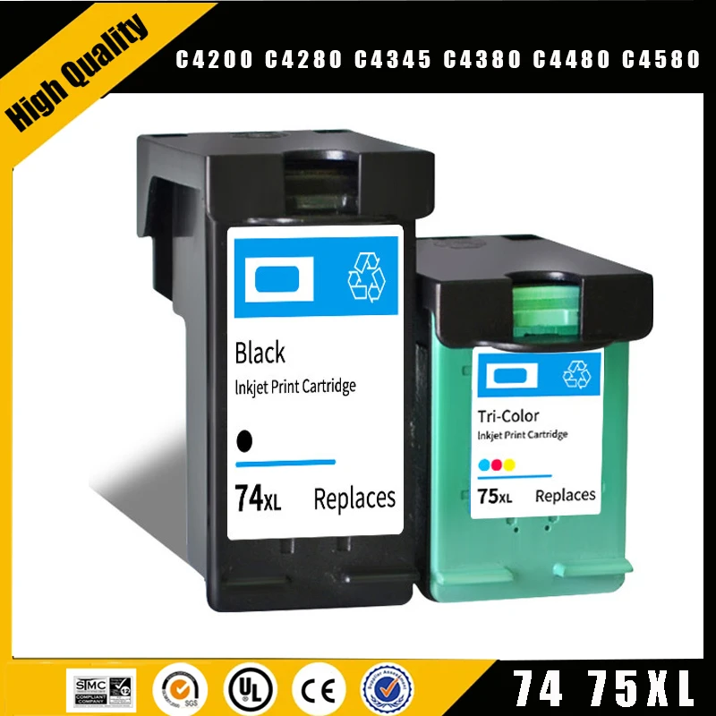 

einkshop 74XL 75XL Ink Cartridge compatible for hp74 for 75 74 Photosmart C4200 C4280 C4345 C4380 C4480 C4580 Officejet J5780