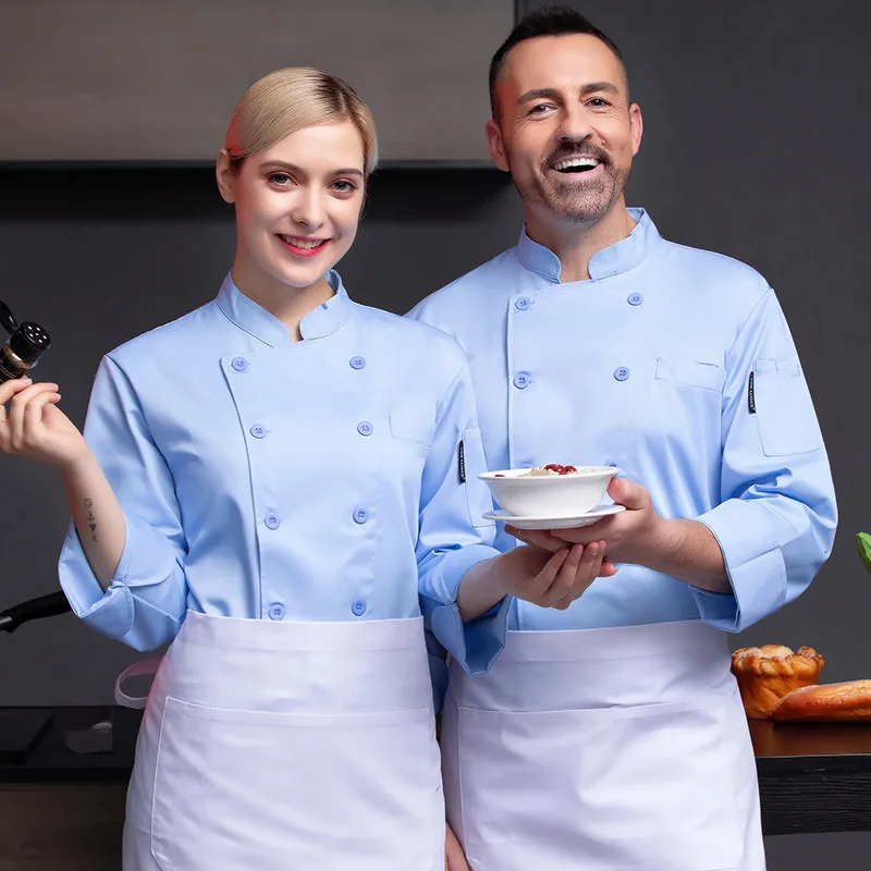 Tinta unita doppiopetto Hotel Chef uniforme uomo plus-size sala da pranzo Chef tuta manica lunga indietro cucina vestiti autunno e