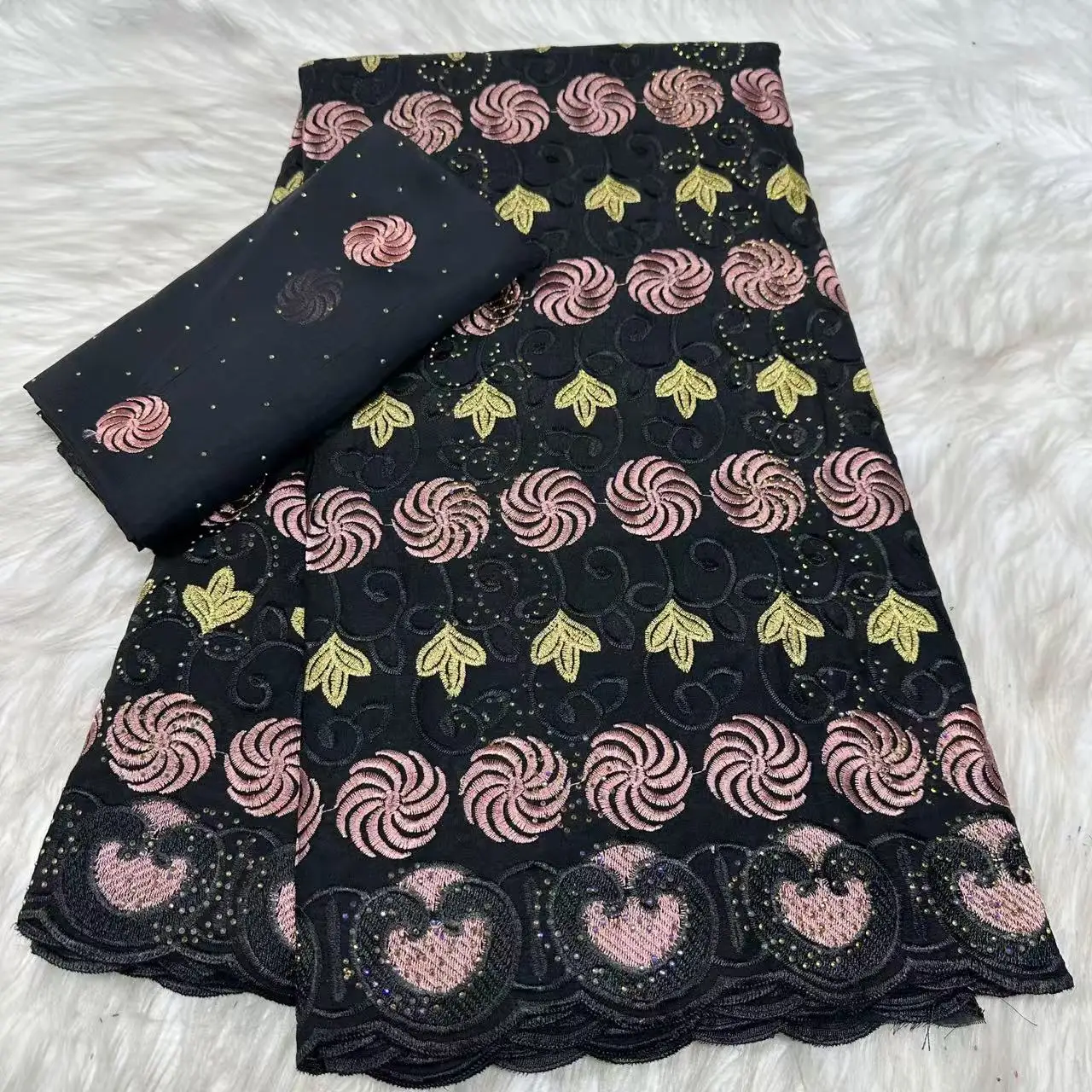 

5+2 Yards 2026 New Design Scarf Cotton African Nigerian Lace Fabric With Stones Swiss Voile Lace Fabric For Women Dress LYC2612