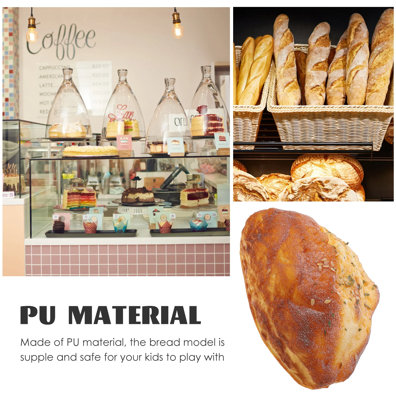 

Faux Bread Display Prop Simulation Food Model PU Material Realistic Decorative Bread Montessori Educational Toy