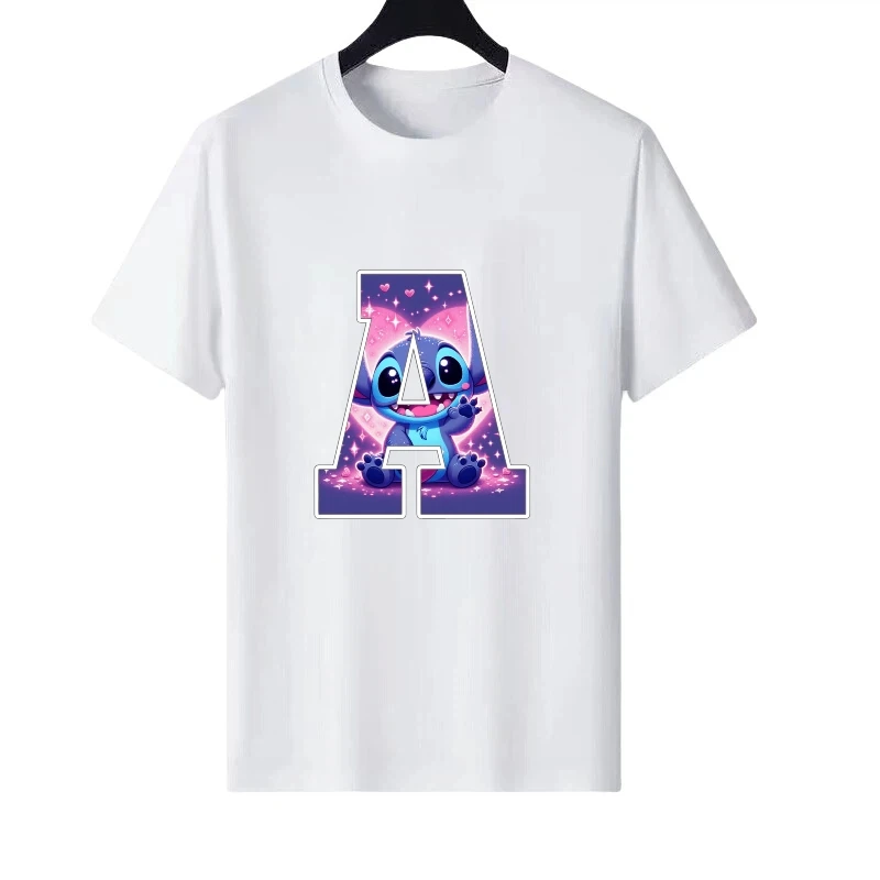 

Disney Stitch с буквенным узором, женская летняя одежда для родителей и детей, топы, модные женские дешевые футболки с короткими рукавами, мужские блузки