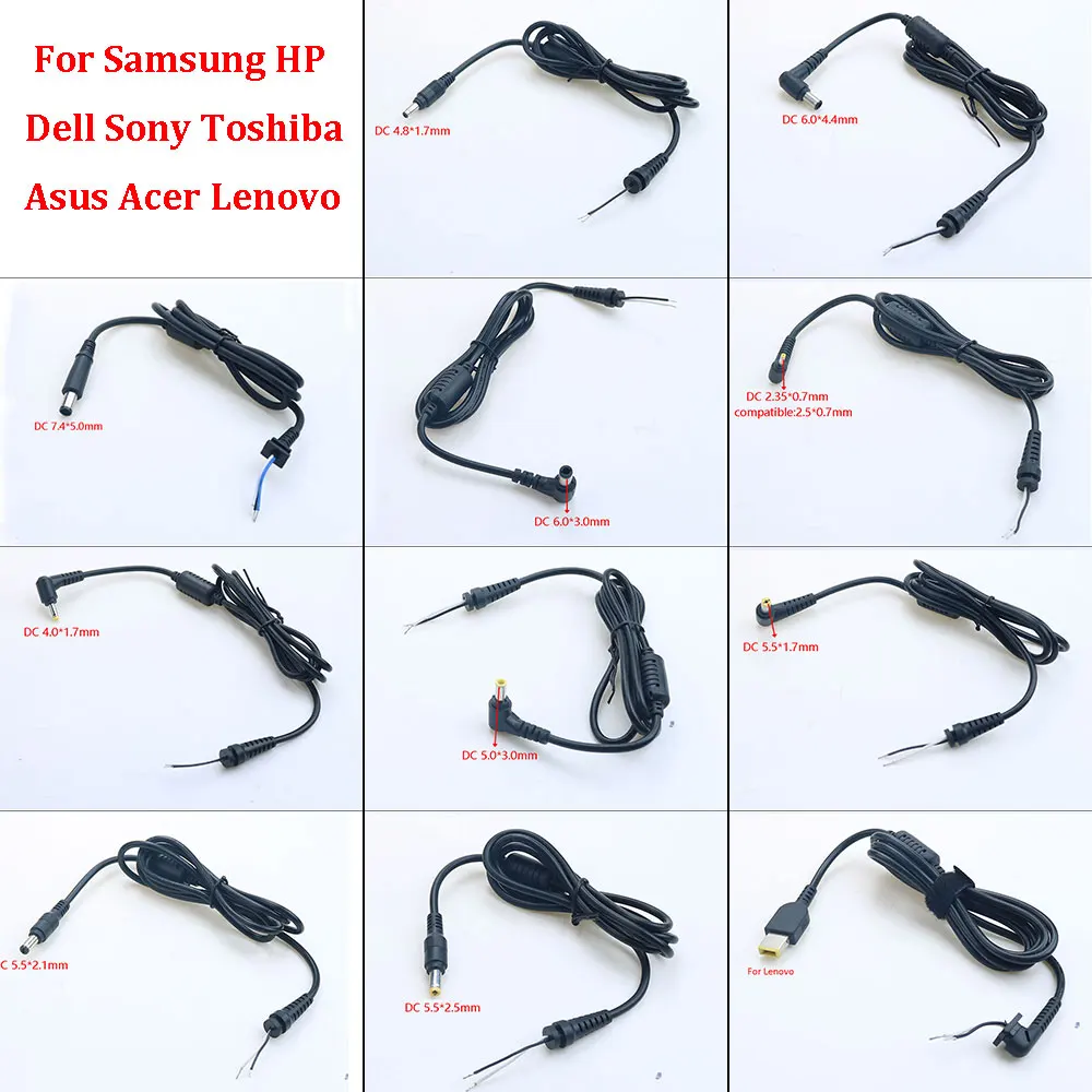1PC DC Power Cable Cord Connector DC Plug Charger Adapter Power Supply Cable for Samsung HP Dell Toshiba Asus Acer Lenovo