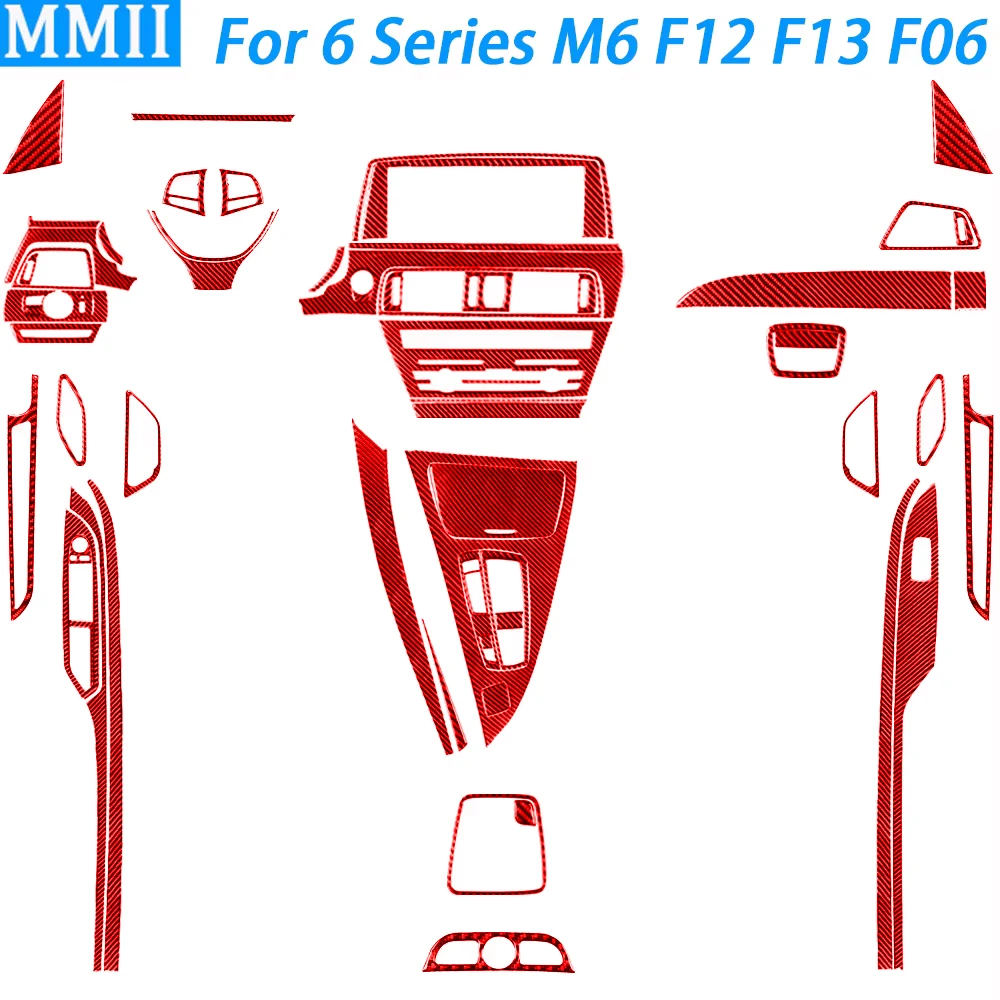 

For BMW 6 Series M6 F12 F13 F06 2011-2018 Red Carbon Fiber Gear Shift Air Outlet Window Lift Panel Set Trim Car Interior Sticker